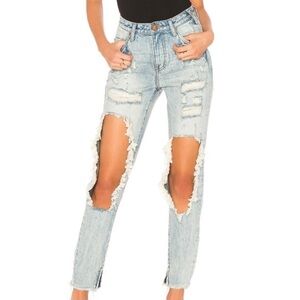 Revolve One Teaspoon High Waist Freebirds Skinny Jeans Blue Hart Distressed
